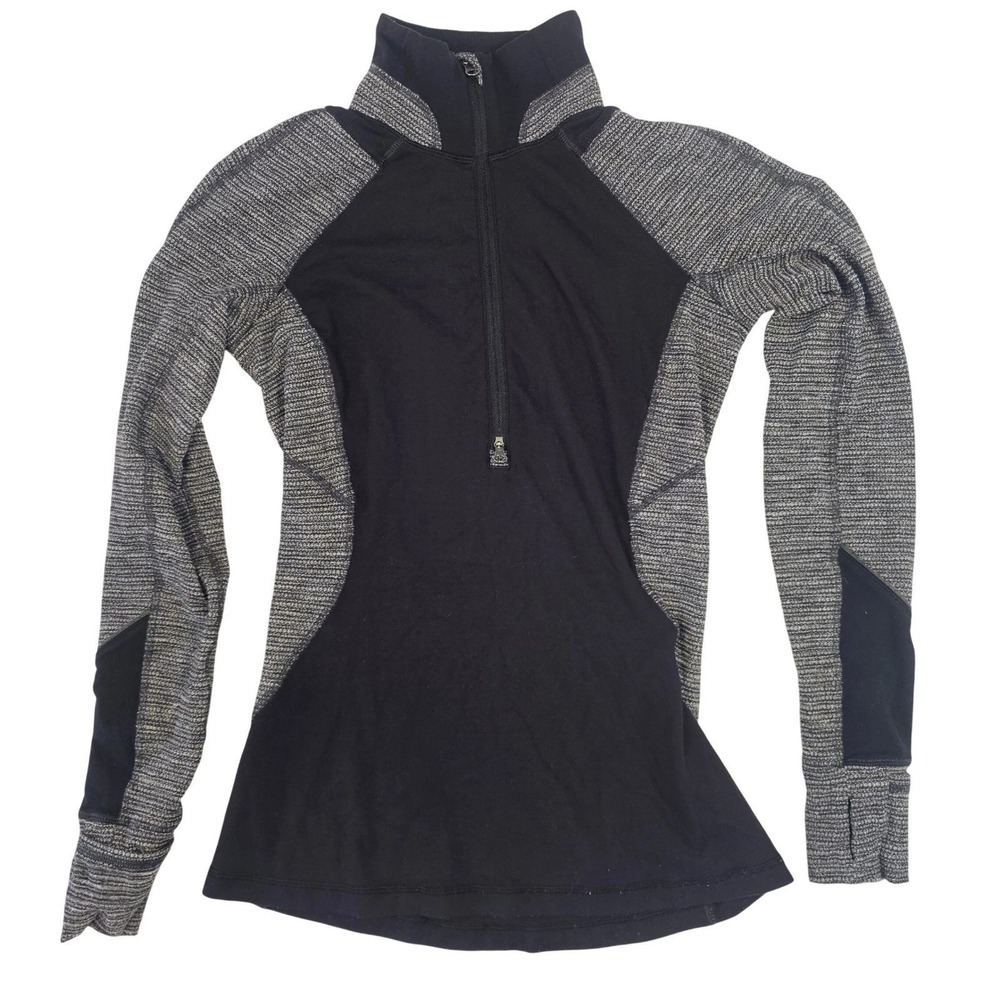 Lululemon Womens Black Gray Half Zip Pullover Activewear Top Large (no tag)  EUC